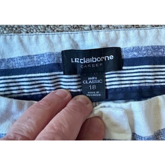 Liz Clairbourne Cotton Linen Blend Casual Womens Striped Pants Size 18 - Picture 8 of 8